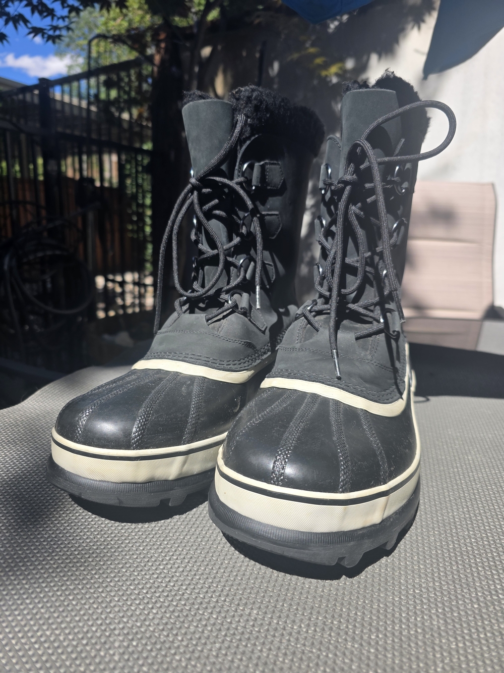 Sorel Black and Cream Lace-Up Men's Snow Boots